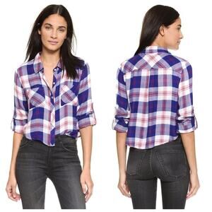 Rails NEW Flannel Buffalo Plaid Rian Crop Button Down Shirt